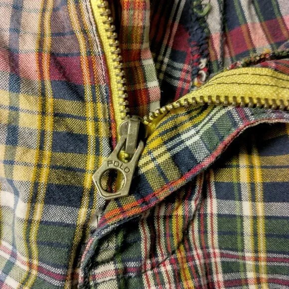 Polo Ralph Lauren Tyler Short Shorts Men Size 36 Plaid Red Blue Yellow Pleated - Picture 10 of 13